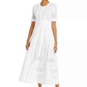 Love Shack Fancy Edie Lace Short Sleeve Midi Shirt Dress NWT Never Worn